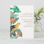  Witte Tropische Vogel Huwelijksuitnodiging Kaart (Staand voorkant)