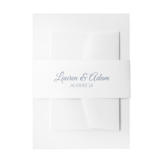 Witte Trouw Belly Band / Wrap | Stof Blauw Uitnodigingen Wikkel