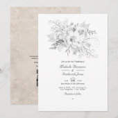 Witte trouw bloemencode QR Code RSVP Kaart (Voorkant / Achterkant)