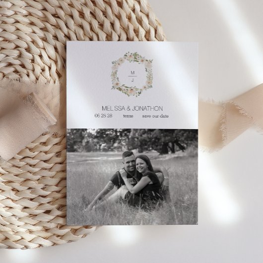 Witte Trouw Bloemige Elegante Afbeelding Bewaar De Save The Date