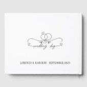 Witte Trouw Monogram Eenvoudig Elegant Minimalisti Gastenboek (Achterkant)