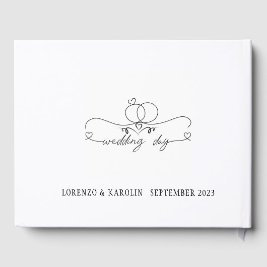 Witte Trouw Monogram Eenvoudig Elegant Minimalisti Gastenboek (Achterkant)