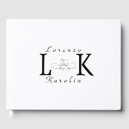 Witte Trouw Monogram Eenvoudig Elegant Minimalisti Gastenboek