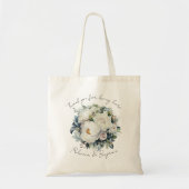 Witte Trouw Pioenrozen Aangepaste Dankjewel Tote Bag (Voorkant)