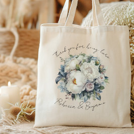 Witte Trouw Pioenrozen Custom Bedankt Tote Bag