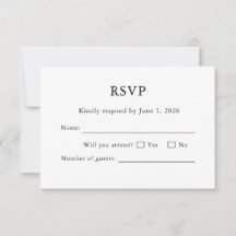 Witte Trouw RSVP Kaart Minimaal Bewerkbaar Elegant