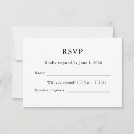 Witte Trouw RSVP Kaart Minimaal Bewerkbaar Elegant