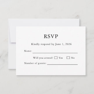 Witte Trouw RSVP Kaart Minimaal Bewerkbaar Elegant