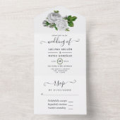 Witte Trouw Uitnodiging All In One Met Bloemen (Binnen)