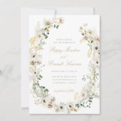 Witte Trouw Wildflower Boho Bloemen Uitnodiging (Voorkant)