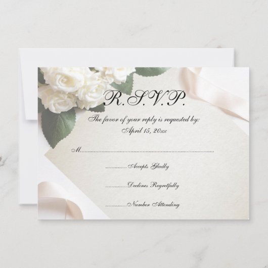 Witte trouwbloem RSVP-kaarten Kaart (Achterkant)