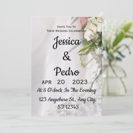 Witte trouwbloemen achtergrond kaart (Staand voorkant)