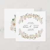 Witte Trouwbloemen Elegante Bewaar De Datum Save The Date (Voorkant / Achterkant)