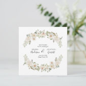Witte Trouwbloemen Elegante Bewaar De Datum Save The Date (Staand voorkant)