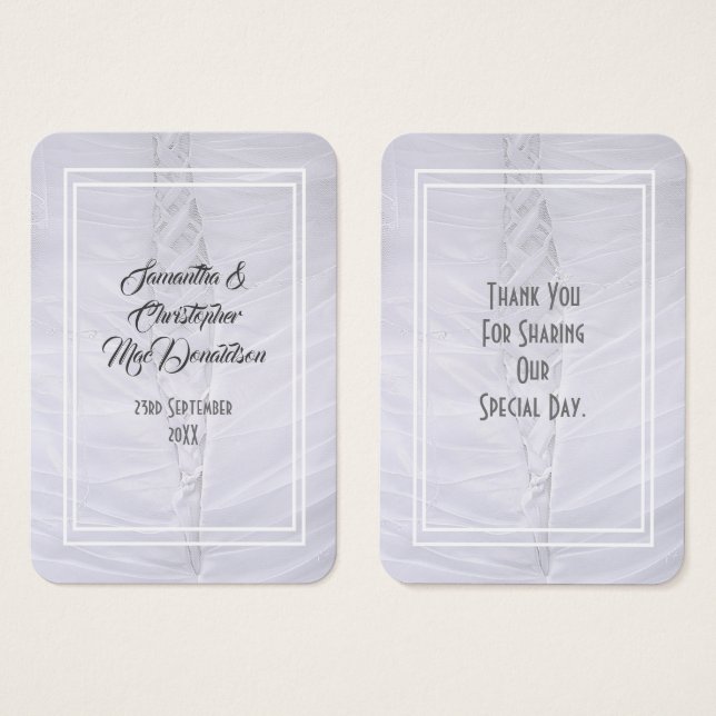 Witte trouwjurk bedankt label visitekaartje (Voorkant /achterkant)