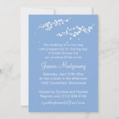 Witte trouwjurk, bloesem op blauw Vrijgezellenfees Kaart (Achterkant)