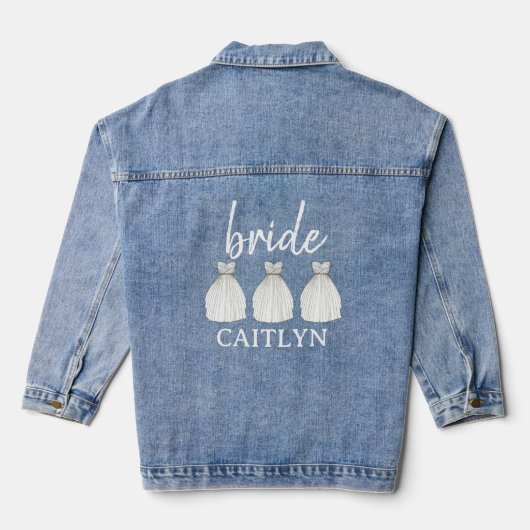 Witte Trouwjurk Bruid Bruidsjurk Bruid-to-Be Denim Jacket (Achterkant)
