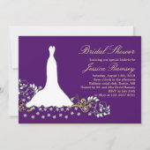 Witte trouwjurk, draai op purperen Vrijgezellenfee Kaart (Voorkant)