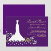 Witte trouwjurk, draai op purperen Vrijgezellenfee Kaart (Voorkant / Achterkant)