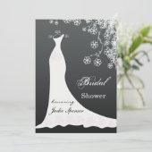 Witte trouwjurk op zwart Vrijgezellenfeest Invite Kaart (Staand voorkant)