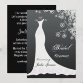 Witte trouwjurk op zwart Vrijgezellenfeest Invite Kaart (Voorkant / Achterkant)