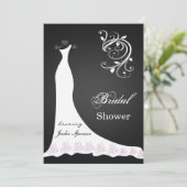 Witte trouwjurk op zwart Vrijgezellenfeest Kaart (Staand voorkant)