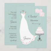 Witte trouwjurk, taart op een Vrijgezellenfeest Kaart (Voorkant / Achterkant)