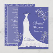 Witte trouwjurk, zwendel op blauw Vrijgezellenfees Kaart (Voorkant / Achterkant)