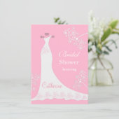 Witte trouwjurk, zwendel op roze Vrijgezellenfeest Kaart (Staand voorkant)