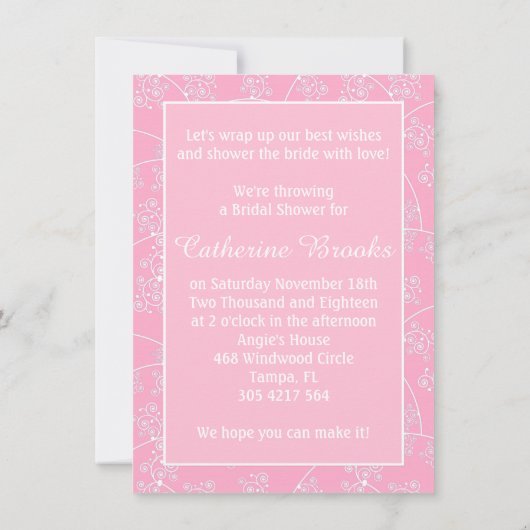 Witte trouwjurk, zwendel op roze Vrijgezellenfeest Kaart (Achterkant)