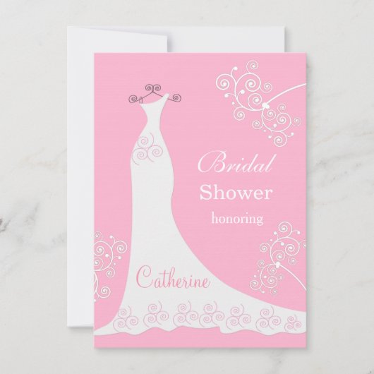 Witte trouwjurk, zwendel op roze Vrijgezellenfeest Kaart (Voorkant)