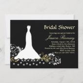 Witte trouwjurk, zwendel op zwart Vrijgezellenfees Kaart (Voorkant)