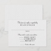 Witte trouwkaart antwoordkaarten met menu (Voorkant / Achterkant)