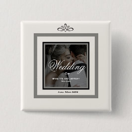 Witte trouwknop vierkante button 5,1 cm