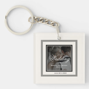 Witte trouwring sleutelhanger