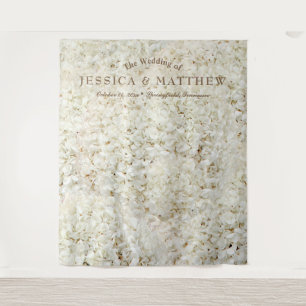 Witte Trouwrozen Bloemen Achtergrond Wandkleed