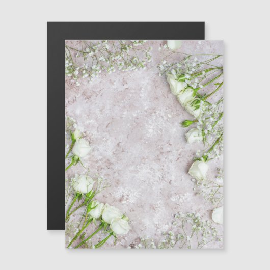 Witte Trouwrozen Magnetische Uitnodiging (Voorkant / Achterkant)