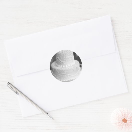 WITTE TROUWTAART STICKER (Envelop)