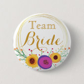 witte trouwteam bruid knop van goud ronde button 5,7 cm (Voorkant)