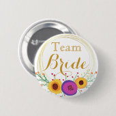 witte trouwteam bruid knop van goud ronde button 5,7 cm (Voorkant /achterkant)