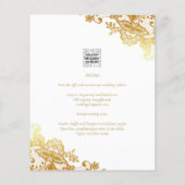 Witte trouwuitnodiging met gouden kantwerk Elegant (Achterkant)