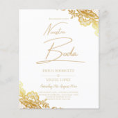 Witte trouwuitnodiging met gouden kantwerk Klassie (Voorkant)