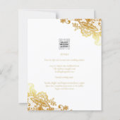 Witte trouwuitnodiging met gouden kantwerk Klassie (Achterkant)
