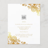 Witte trouwuitnodiging met gouden lint Elegant Kla (Achterkant)