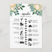 Witte trouwweekendweekchronologie, gastagenda advieskaart (Voorkant)