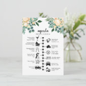 Witte trouwweekendweekchronologie, gastagenda advieskaart (Staand voorkant)