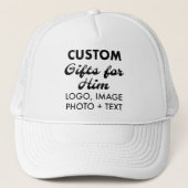Witte Trucker Hat Custom Gifts voor Hem Pet (Voorkant)