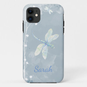 Witte Tuin Bloem Dragonfly Custom Naam Case-Mate iPhone Case