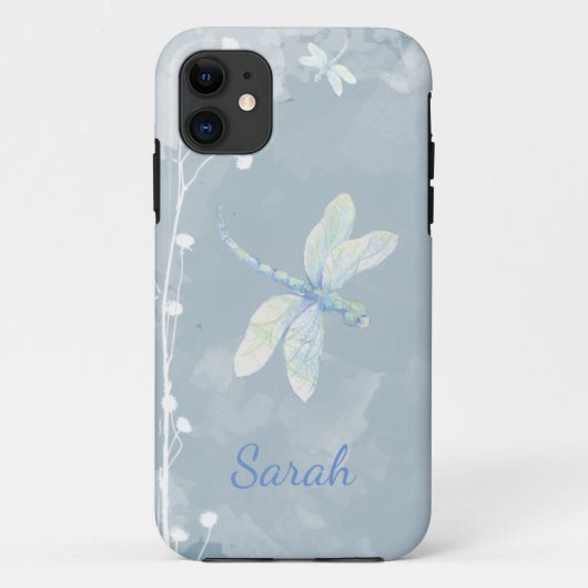 Witte Tuin Bloem Dragonfly Custom Naam Case-Mate iPhone Case (Achterkant)
