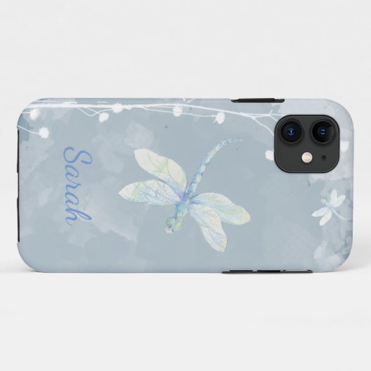 Witte Tuin Bloem Dragonfly Custom Naam Case-Mate iPhone Case (Achterkant (horizontaal))